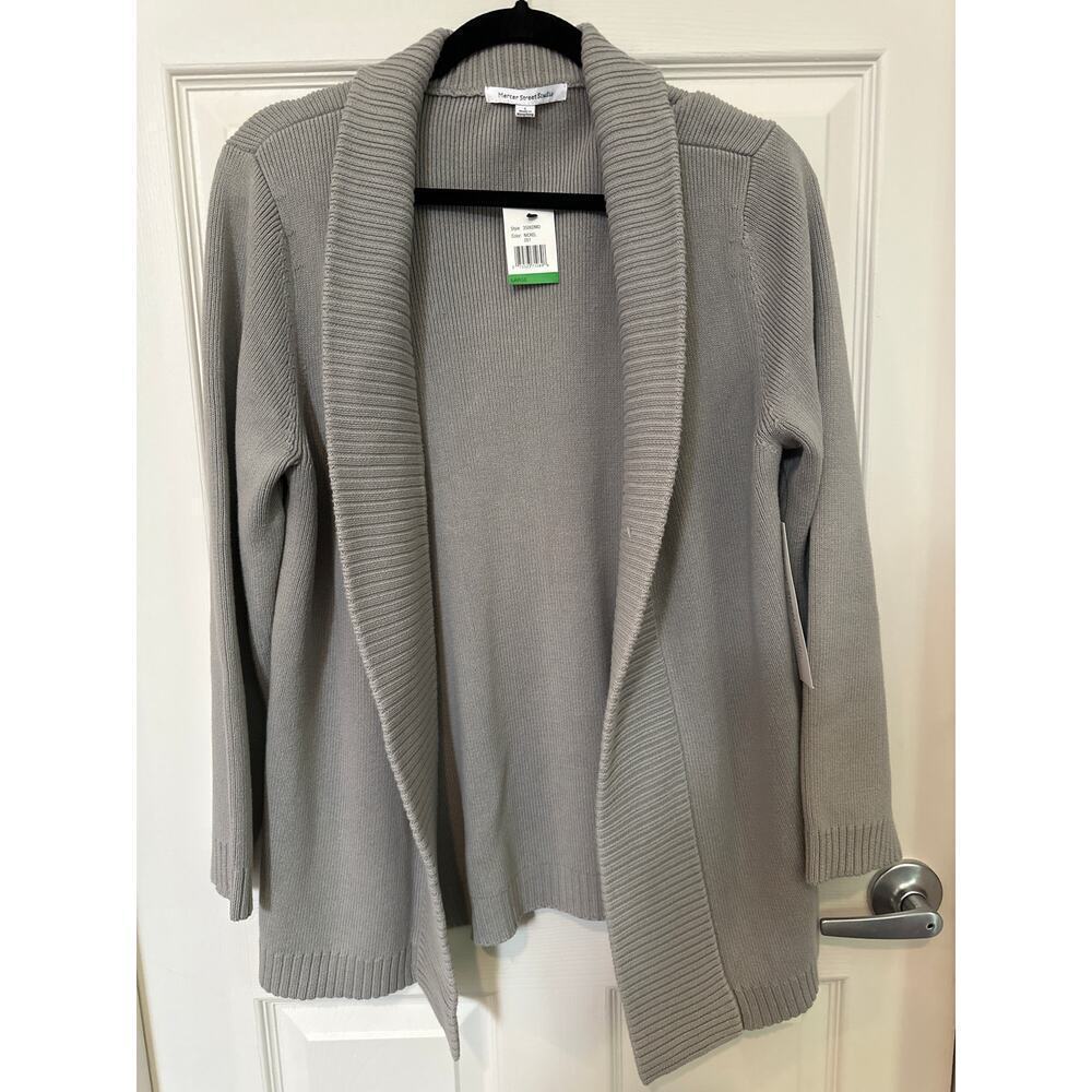 Mercer Street Studio Gray Open Face Cardigan Sweater Size L